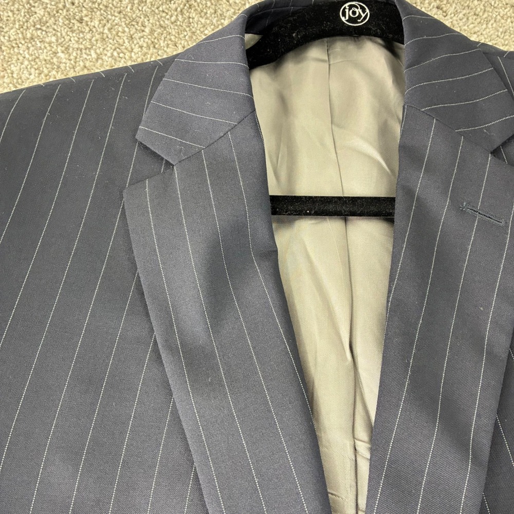 Jack Victor Von Maur Mens 42R Navy Pinstripe‎ Wool Two Button Blazer Jacket